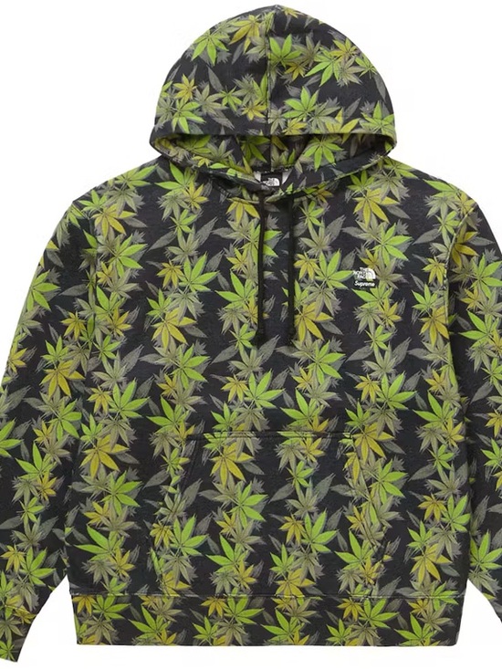 The North Face Other - The North Face x Supreme Black Hoodie with Lime Green & Yellow Leaf Accents